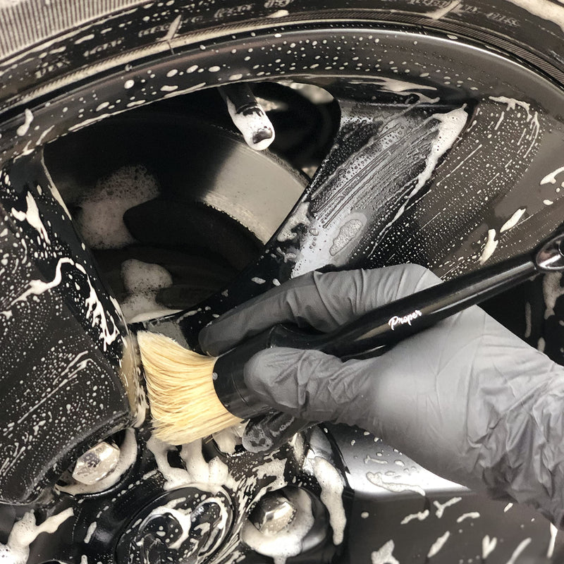 Professional Detailing Brush Set Ultra Soft Boars Hair Detailing Brushes 3 Pack, Detail Automotive Interior or Exterior, get Professional Results with Proper Detail Brushes Car Detailing Black