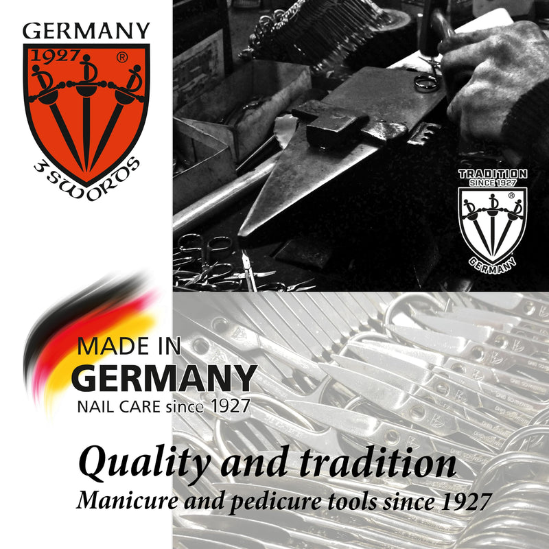 3 Swords Germany - brand quality 3 piece manicure pedicure grooming kit set for professional finger & toe nail care scissors tool genuine leather case in gift box, Made in Solingen Germany BROWN