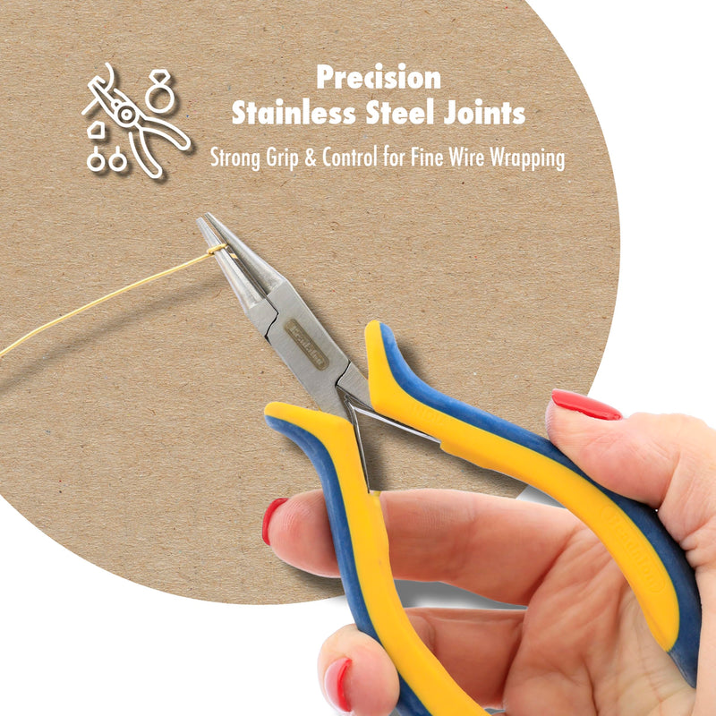 Beadalon Ergo Tool Kit – Jewelry Pliers Set with Chain Nose, Round Nose, Semi-Flush Cutter, 3 pc, 5.25 in