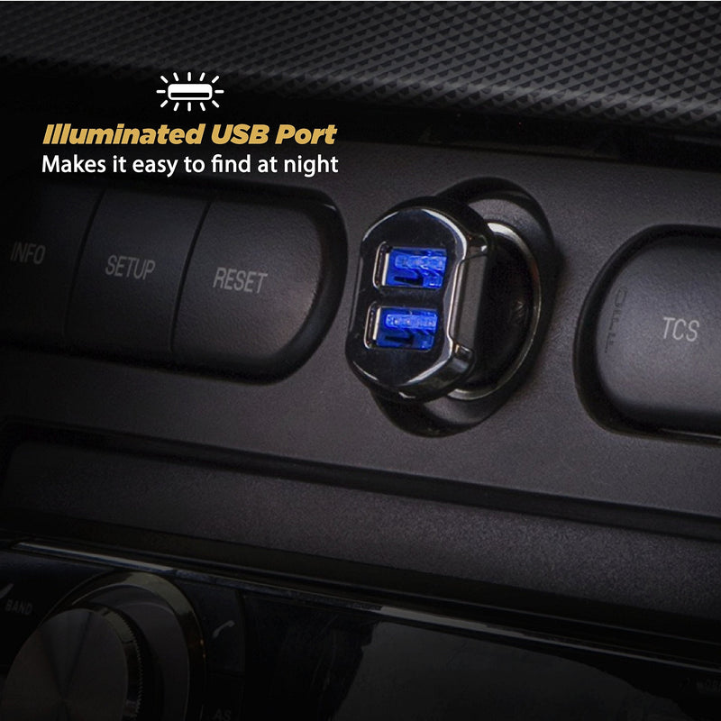 Scosche USBC242M Revolt Universal Cigarette Lighter Multi Device Compact Dual Port USB Car Charger, Fast Charge Two Devices Simultaneously, Black (Pack of 4) 24W Dual Port (Pack of 4) 블랙.