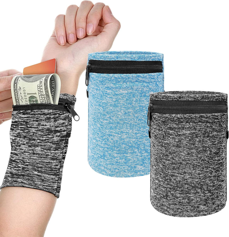  [AUSTRALIA] - Wrist Wallet for Women Men, Wristband with Zipper Pouch Purse for Running, Walking, Hiking, Jogging, Travel, Events, Spandex Sweatband Wallet for Keys, Cash, Cards, Napkin