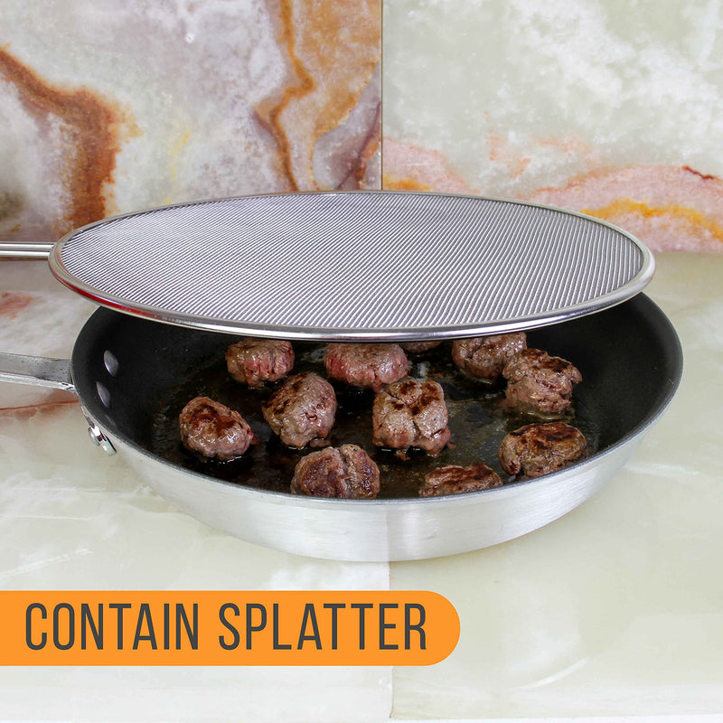 U.S. Kitchen Supply 4-Piece Stainless Steel Splatter Guard Set (13", 11.5", 10",8”) Fine Mesh Cover, Grease & Oil, Splatter Screen for Frying Pan, Cooking Pots, with Comfort Grip Handles 13", 11.5", 10", and 8"