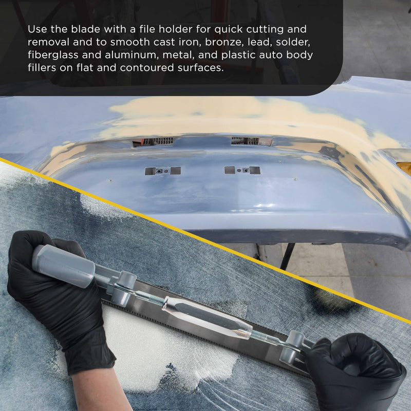 Dura-Gold 14" Flexible Flat Bastard File Blade, Double-Sided with 9 Teeth Per Inch, Pack of 2 - Mounting Holes for Adjustable Body File Holder, for Shaping, Smoothing and Filing Contoured Surfaces Blades