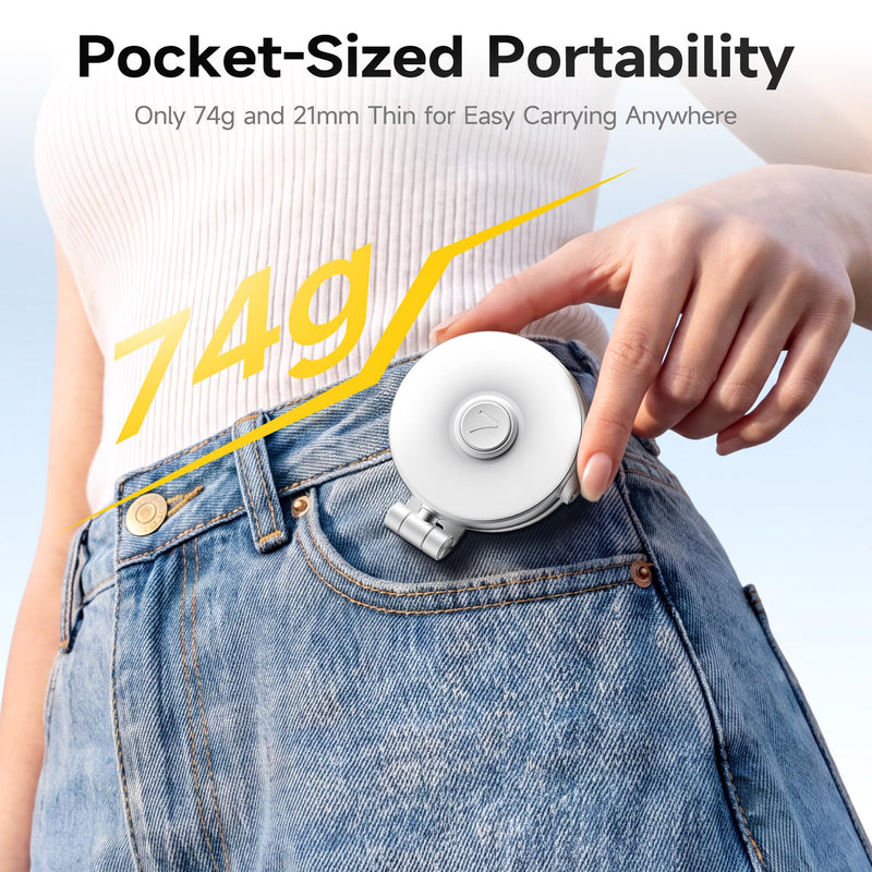 7RYMS 7Lite L1 Magnetic Selfie Light for MagSafe iPhone, LED Fill Light | CRI95 Lighting, 360° Rotation and Built-in Mirror. Magnetic Mount for Selfies, Video Call, Streaming and Photography (Silver) Silver