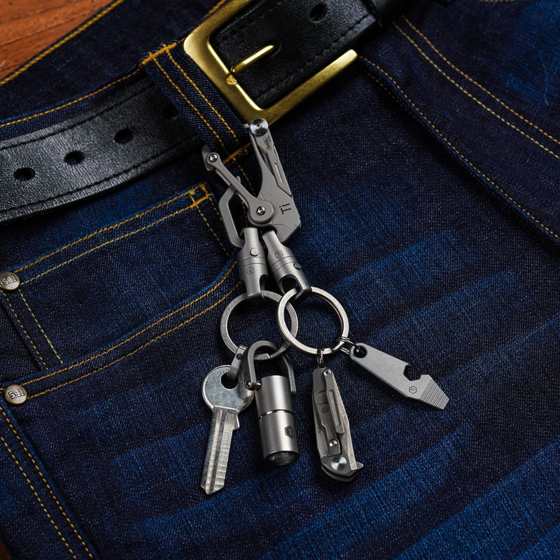 KeyUnity KA45 Titanium Quick Release Keychain, Magnetic Keychain For Car Keys-360 ° Rotatable Ka45-grey