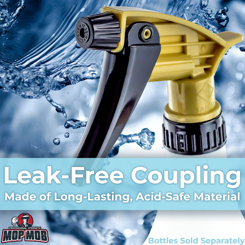 Leak-Free Acid Resistant Spray Head 4 Pack by Durable Industrial Sprayer for Acid-Based Wheel Cleaner Used in Auto/Car Detailing. Heavy Duty Low-Fatigue Trigger and Nozzle with 9 1/4 Dip Tube