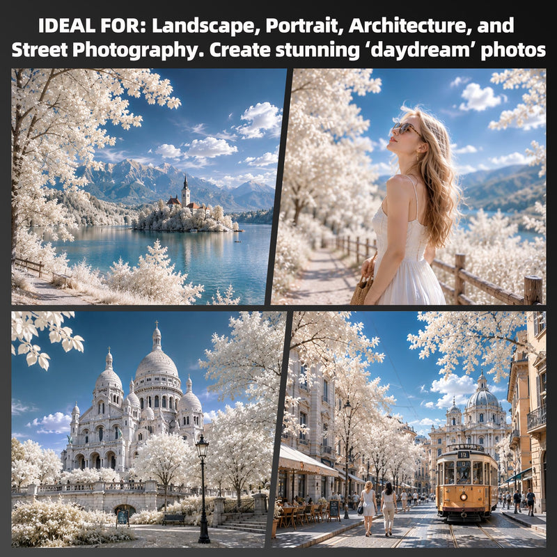 52mm Infrared Filter, IR 720nm (R72) Filters for Canon Nikon Sony Panasonic Fuji Kodak DSLR Camera Lens, Optical Glass