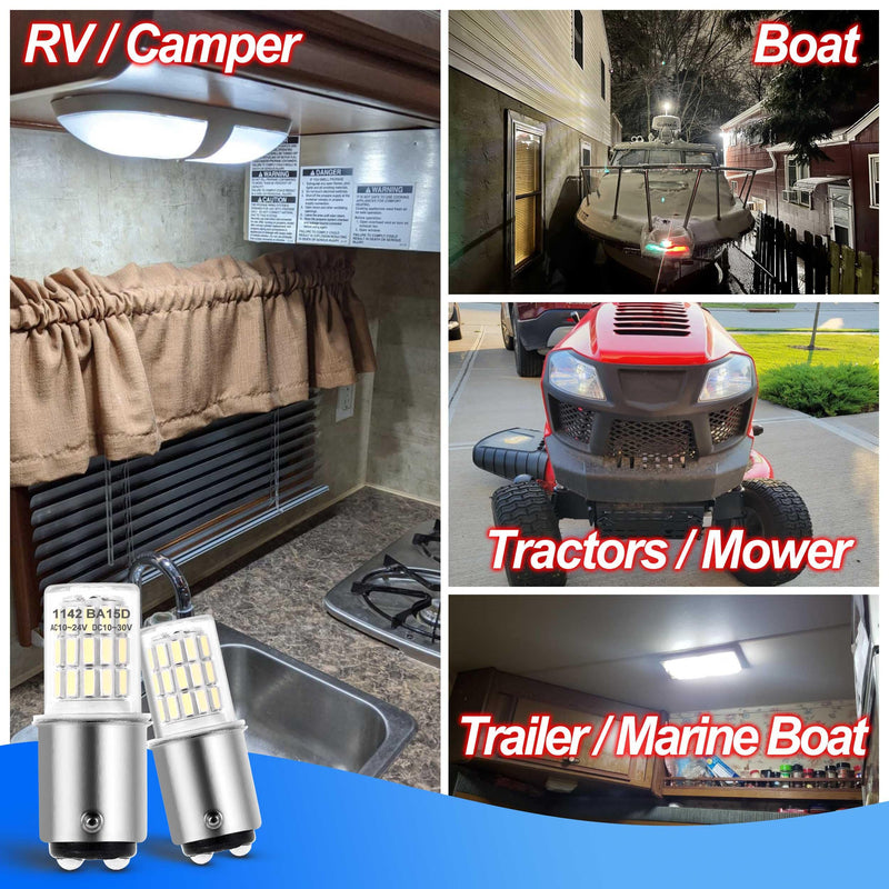 BA15D 12V, 1076 1142 1176 S8 1004 90 LED Bright White 6000K, 3W DC Bayonet Bulb Double Contact for RV Camper Trailer Boat Interior Marine Lights,3 Pack 1142 White