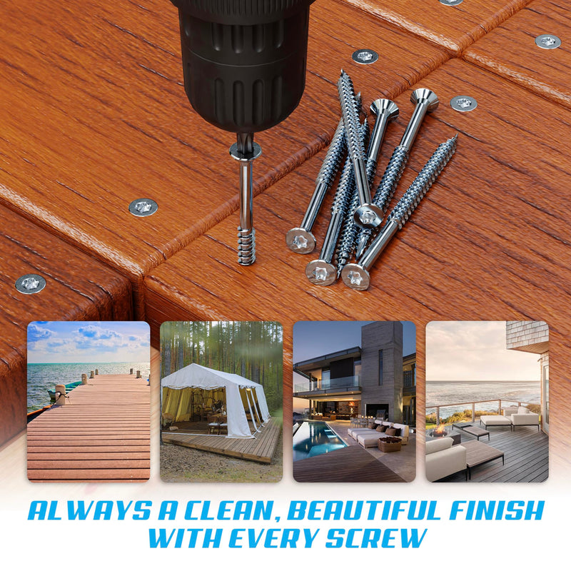 Allen's Trading Co. #10 x 3 Inch 316 Stainless Steel Screws Marine Grade (100 Pack, T25 Star) | Stainless Steel Wood Screws w/Driver Bit | High Corrosion Resistance for Coastal Construction 100 10 x 3 Inch