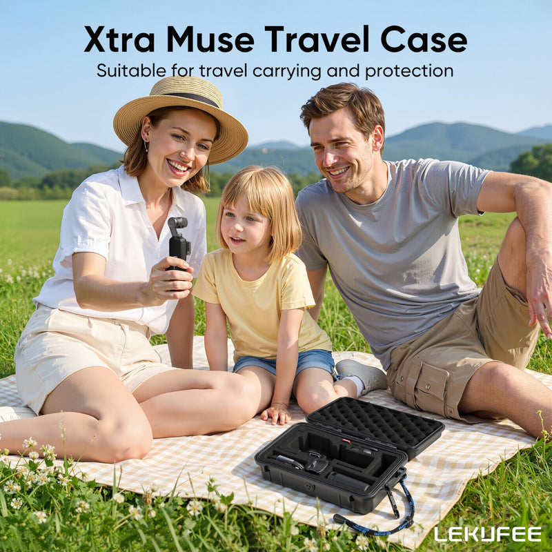 Lekufee Portable Waterproof Hard Case for Xtra Muse Digital Video Camera and Accessories, Shockproof Protective Carrying Storage Case, Black (Case Only)