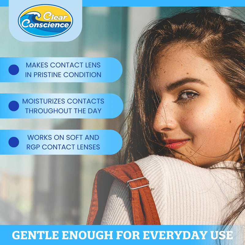 Cruelty-Free Contact Lens Solution 12oz - Multi Purpose Contact Solution & Contact Lens Cleaner - Eye Contact Solution, Sterile Isotonic Contact Lenses Solution by Clear Conscience 12 Fl Oz 1