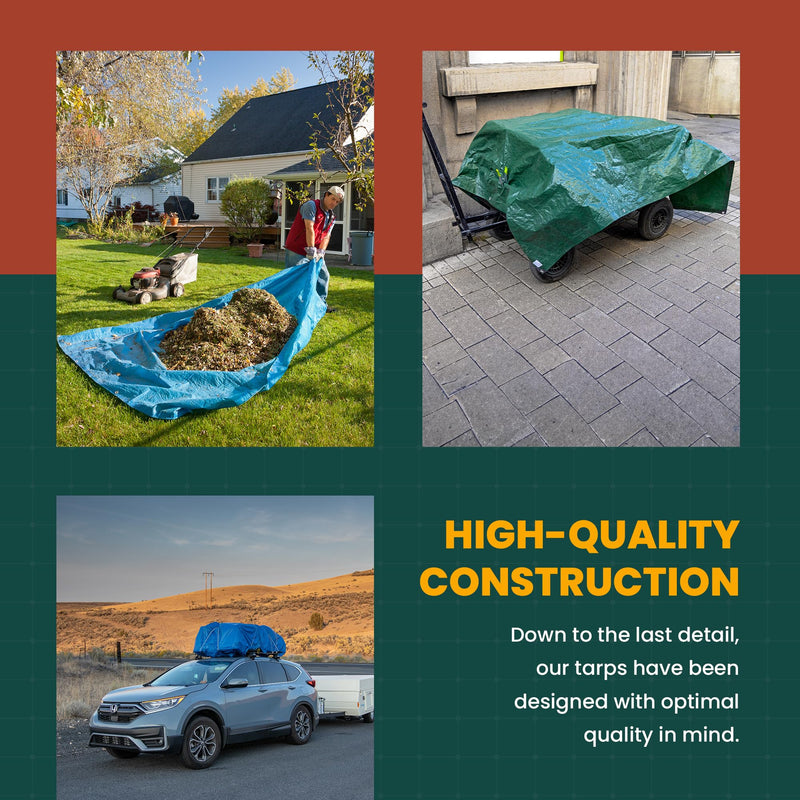 Large Waterproof Tarp- Heavy Duty Thick Poly Tarpaulin Ideal for Canopy Tents, Boats, RV or Pool Covers- Multipurpose Protective Tarps with Grommets for Indoor and Outdoor Use 8X10 Blue-lightweight Protection