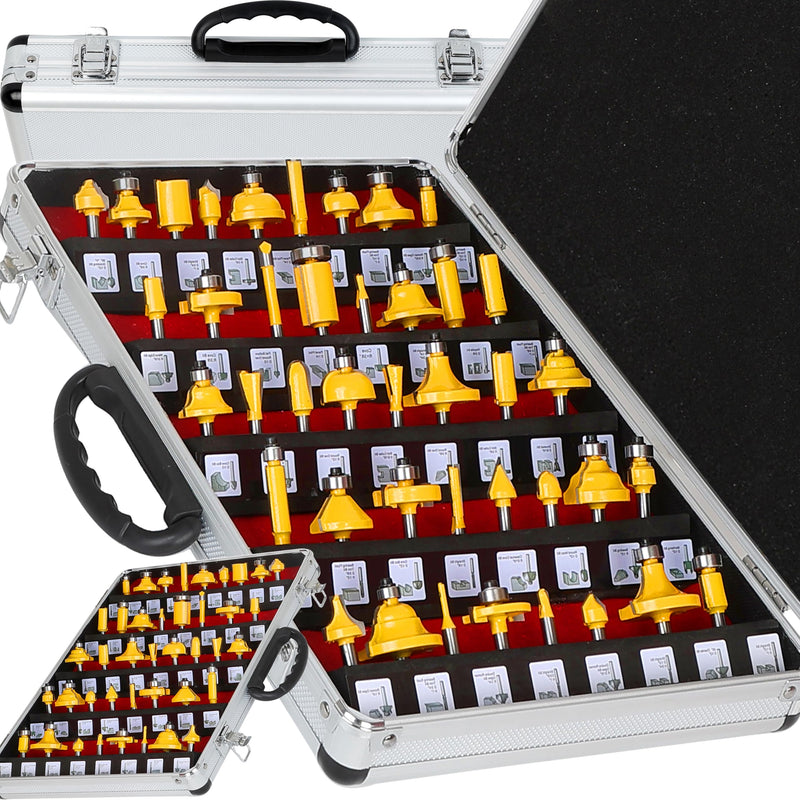 LEATBUY Router Bit Set 1/4-Inch Shank 41 PCS Round Over Panel Cabinet Door Ogee Rail Stile Router Bits Sets Woodworking Wood Cutter Woodwork Carbide Groove Tongue Milling Tool (YT01) YT01