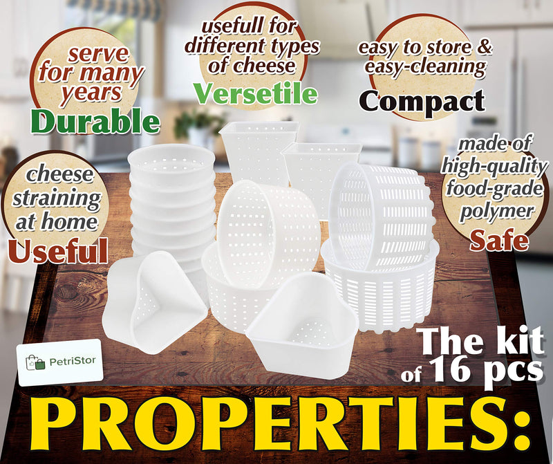 16 Pcs Soft Cheese Making Kit for Beginners - Small Cheese Molds - Cream Cheese Molds for Making Cheese - Molde Para Queso Fresco Casero - Paneer Maker Mold - Cheese Making Supplies №3