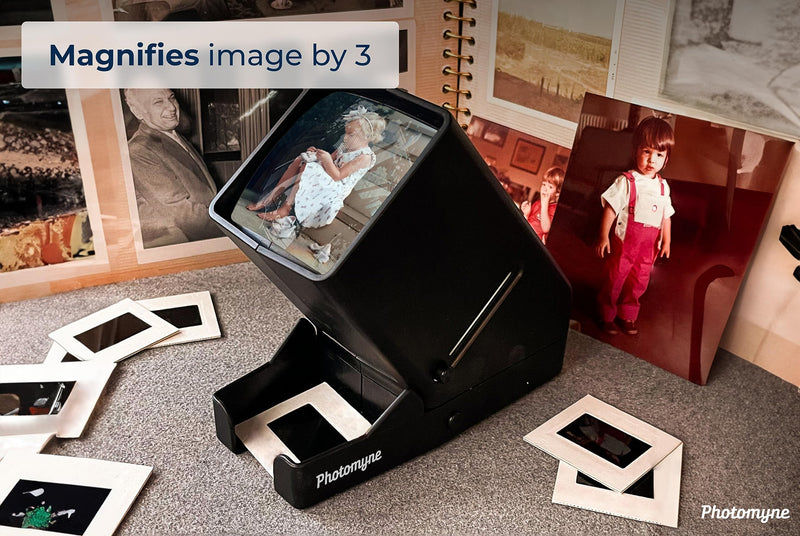Photomyne 35mm Slide Viewer – 3X Magnification LED Light | Rediscover Every Slide in Vivid Detail