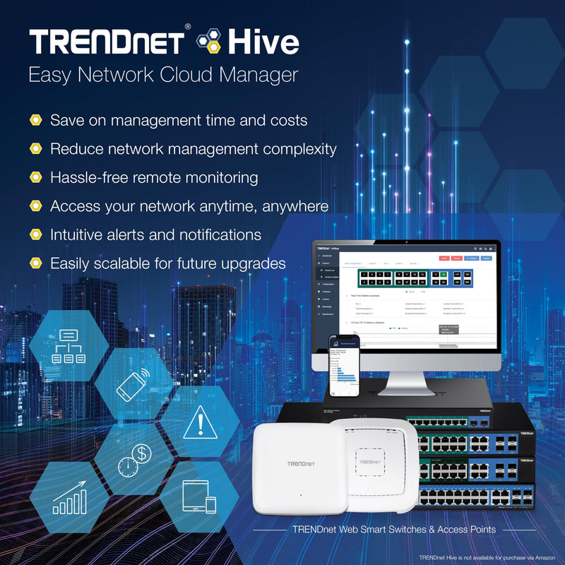 TRENDnet AX3000 Dual Band WiFi 6 PoE+ Access Point, TEW-923DAP, 1 x 2.5GBASE-T PoE+ LAN Port, OFDMA and MU-MIMO Technology, 2402Mbps (5Ghz), 573Mbps (2.4Ghz), WPA3 Ecryption, White