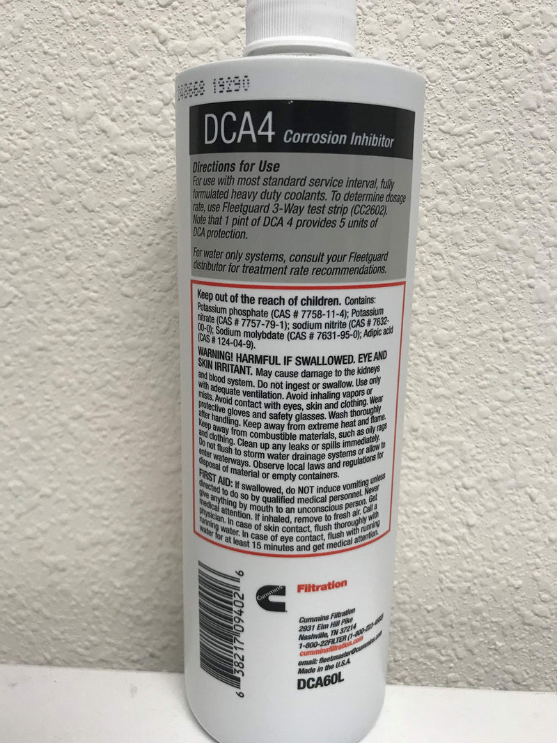 Cummins Filtration Fleetguard DCA60L Coolant Additive 16oz. DCA4