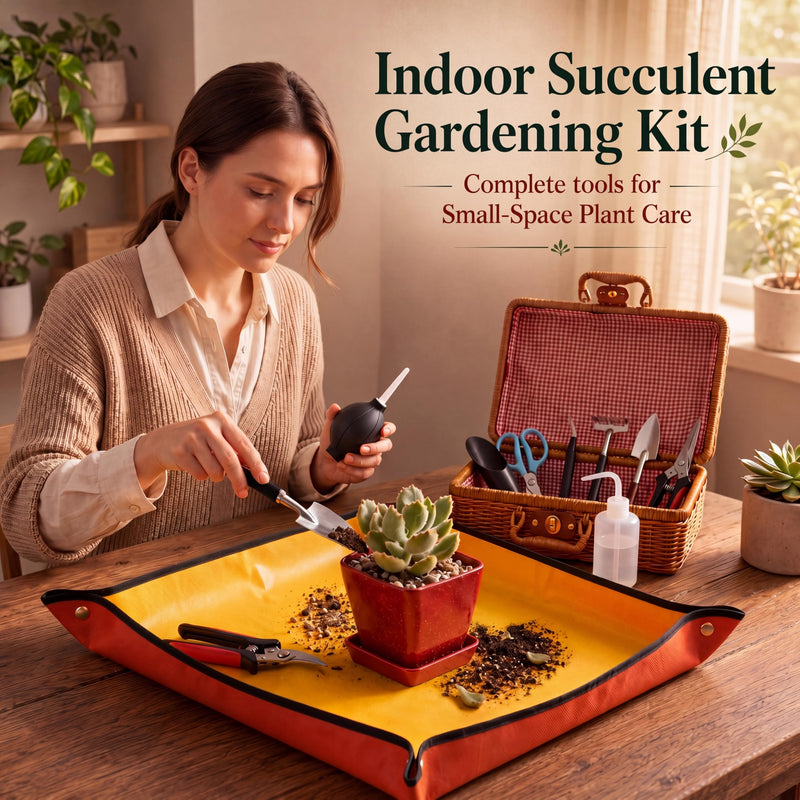 Repotting Mat and Planting Tools for Indoor Plants with Pruning Shears, Wicker Basket for Succulents and Houseplants, Plant Gift for Women and Men