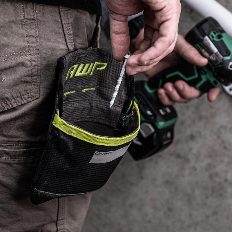 AWP TrapJaw Clip-on Fastener Tool Pouch, Small Utility Bag with Spring-Loaded Closure, Durable Tactical Tool Holder for Nails, Screws, and Electrical Accessories, 1L-039-2 1 Pack 7" W x 7.75" L