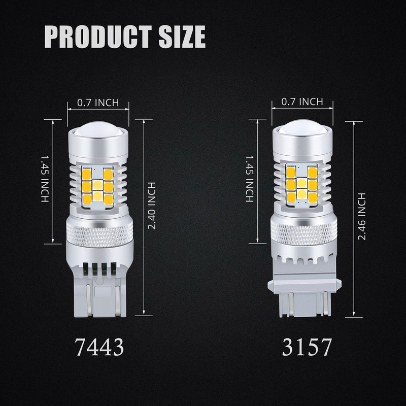 Alla Lighting T25 3457 3157 Switchback LED Turn Signal Lights Dual Color 6000K White/Amber Yellow 12V 4157NAK 3457AK 4057 3057 3757AK 5702AK 4157AK Extremely Super Bright 2835 28-SMD Upgrade T25/3157/3457