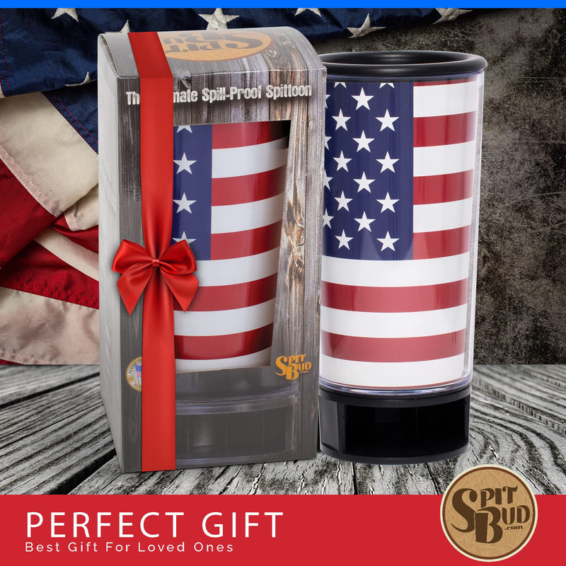 Spit Bud Spittoon with Can Opener, US Flag American Flag