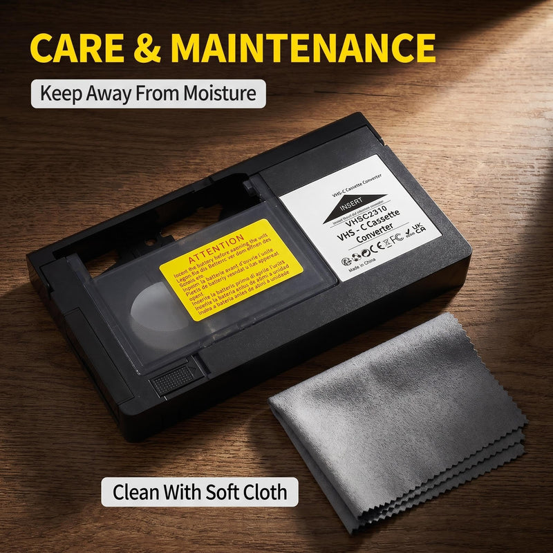 Motorized VHS-C to VHS Cassette Adapter, VHS-C Video Tape Converter for 12mm VHS-C & S-VHS-C Camcorder Tapes, NOT Compatible with 8mm, Hi8 & MiniDV Tapes