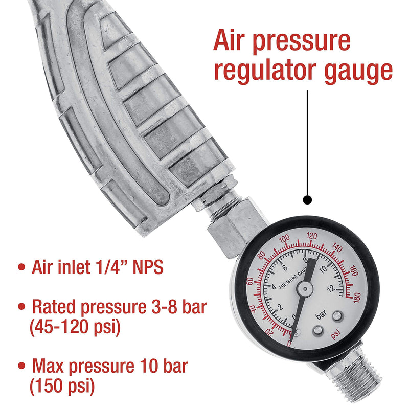 Custom Coat Professional Quality Bedliner Application Gun with Regulator - Fits 1 Liter U-Pol Raptor Bottles