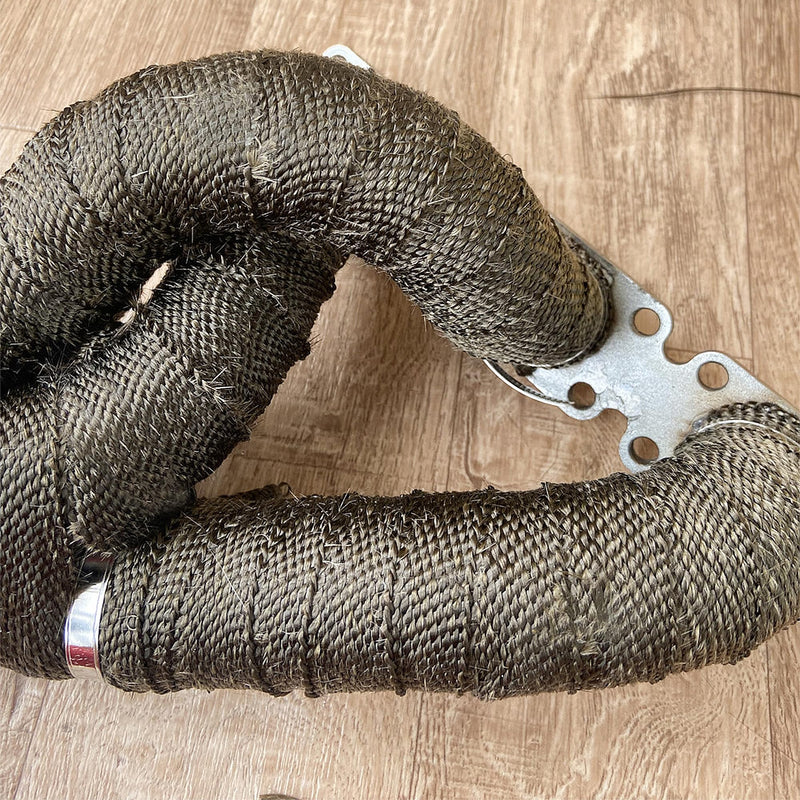 Titanium Exhaust Heat Wrap, 2" x 20' Heat Shield Tape with Stainless Ties for Motorcycle Gold