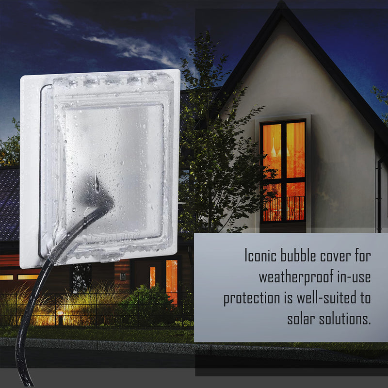TayMac MR420CW 1-Gang Recessed Enclosure Extra Duty, 6-in-1 Nonmetallic Weatherproof in-Use Cover, Horizontal/Vertical, White Clear/White 1 Gang Wall Plate