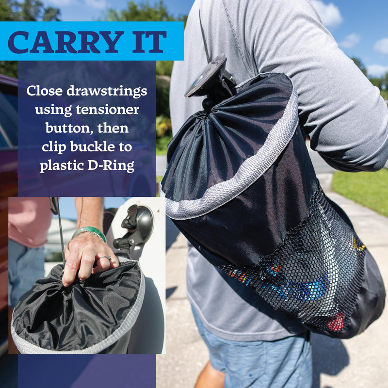 STAR BRITE Mesh Trash Bag with Locking Suction Cup & Litter Guard Cinch Tie - for Boats, RVs, Gold Carts, & Outdoor Adventures - Durable & Washable, 5 Gallon Capacity (52074)… Large