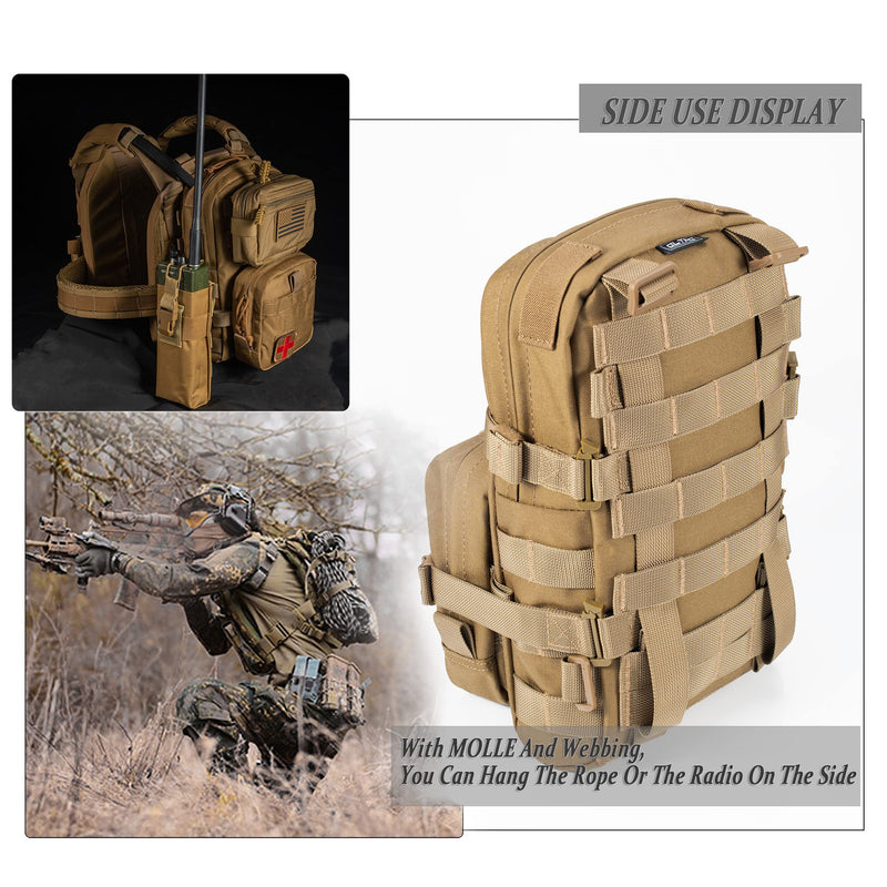 Tactical Small MOLLE Hydration Pack Outdoor Water Bladder Carrier Pack for Vest Backpack Cp