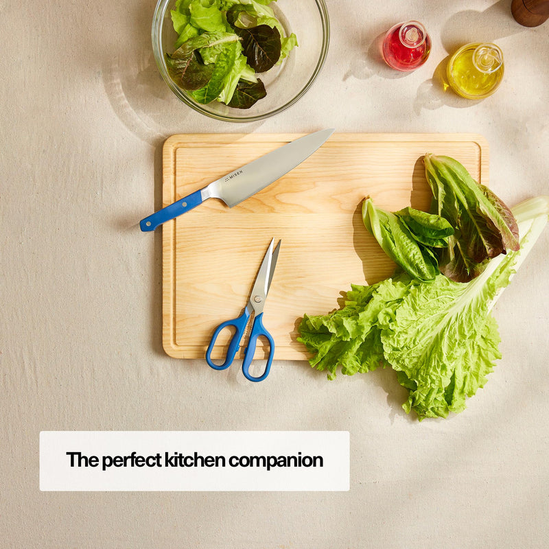 Misen Heavy Duty Kitchen Shears - Stainless Steel, Versatile and Easy Clean Scissors for Meat, Herbs and Veggies - Ambidextrous Comfort Handle - Professional Grade - Blue Large