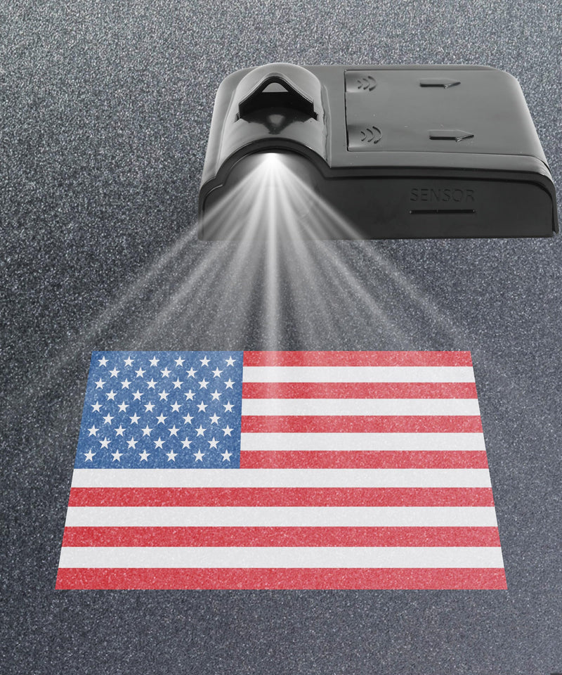 2Pcs Car Door Lights,Door Lights Logo Projector,Car Accessories HD Car Welcome Light,Door Sill Lights Wireless LED Door Paste Courtesy Light,Car Door Lights Logo (Red American Flag) Red American Flag