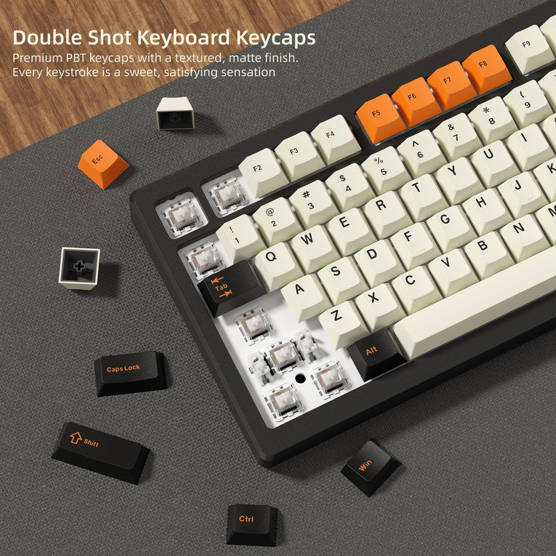 Womier PBT Keycaps, Custom Retro Keycaps Set, Keyboard Caps | Cherry Profile Keycaps 138 Keys Universal Compatiability for 60% 75% 96% 100% Percent Cherry MX Switches Keyboard-Carbon Gray Carbon Gray
