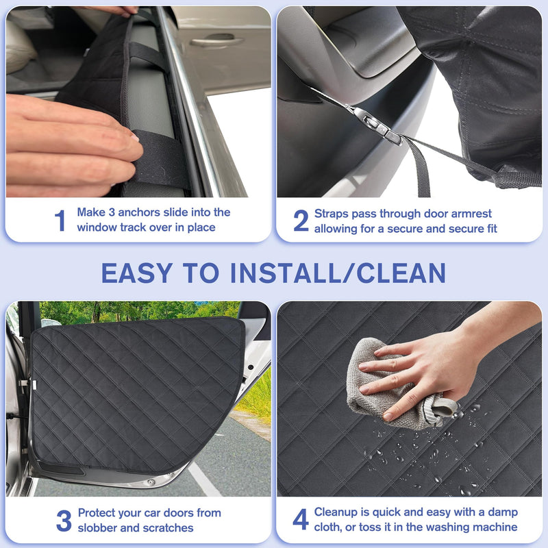 Dog Car Door Protector – Anti-Scratch/Stain-Resistant, Window-Roll-Compatible, No Tint Damage, 2-Pack, Secure Fit for Car/SUV/Truck Black Regular