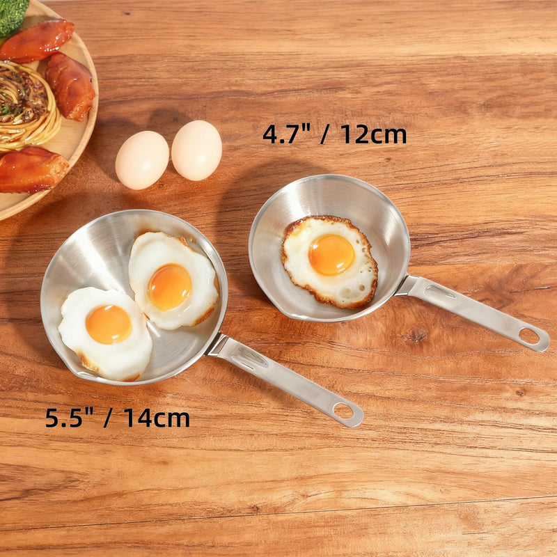 IMEEA 5.5” Small Egg Frying Pan 304 Stainless Steel 1–2 Egg Omelet Pan 5.5 Inch