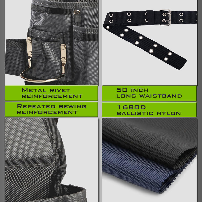 VIDAR TOOLS Small Tool Belt Pouches,Tool Belts for men,magnetic tool belt,11-Pockets,Electrician Construction,Carpentry.Heavy Duty nylon belt with metal buckle.1680D Oxford. DB-02