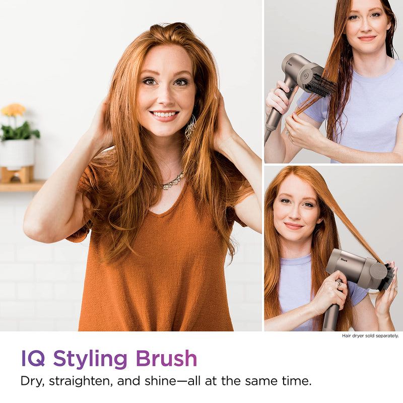 Shark XSKHD1SB IQ Styling Brush, Auto Preset Attachment for HyperAIR Blow Dryers, Rotatable Hot Brush, Styling Tools, for Straight, Wavy, Curly, and Coily Hair, Straight and Shiny Blowout, Stone | Auto Preset Attachment for HyperAIR Blow Dryers, Stylin...