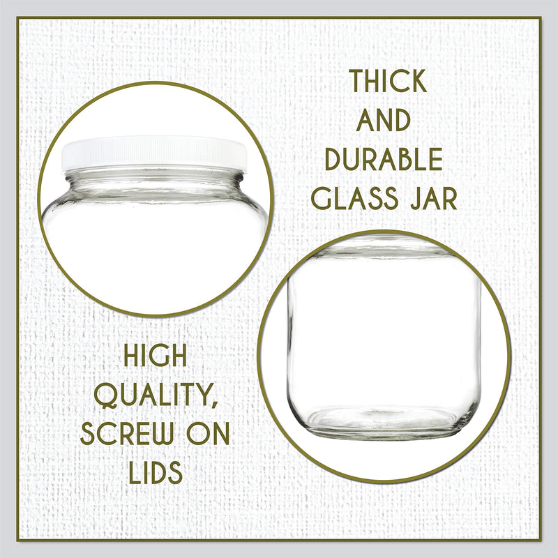 kitchentoolz Half Gallon Mason Jar - Wide Mouth 1/2 Gallon Glass Jar with Lid - Airtight Glass Storage Containers with Lid Fermenting, Canning, and Dry Storage - Made in USA