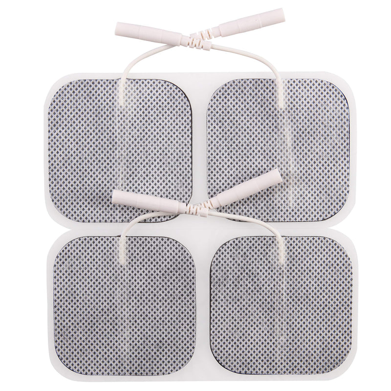 BodyMed TENS/EMS Unit 4 Electrode Pads – Four, 2 x 2 Inch Square Electrodes in Ten Packs – Reusable and Self-Adhesive for Easy Muscle Stimulation and Discomfort Relief