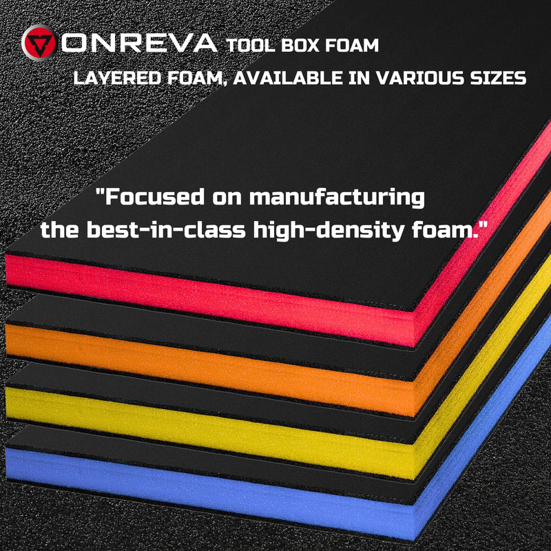 ONREVA Tool Box Foam 16x12x1 inch 4Pack, Foam Inserts for Cases, Polyethylene Storage Sheets for Toolbox Hard Case, Tool Shadow Insert, Kaizen Organizer Sheet, Black with Blue