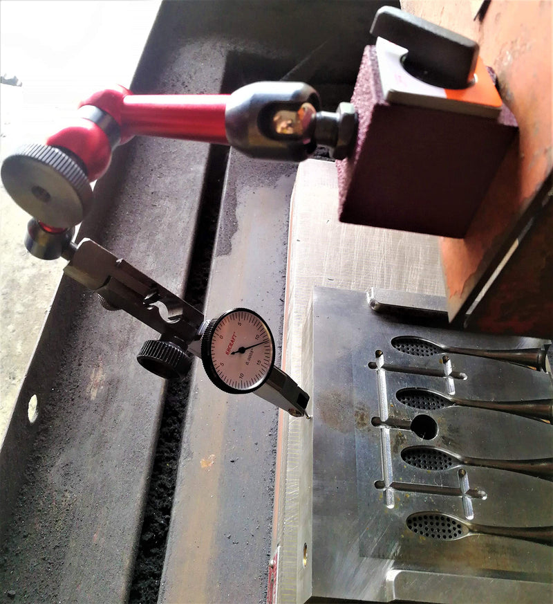 Professional Dial Test Indicator 0-0.03"x0.0005" Steel Hardened All Metal Components with 2 Steel Dovetail Clamps 3/8'' and 5/32'' in Storage Case