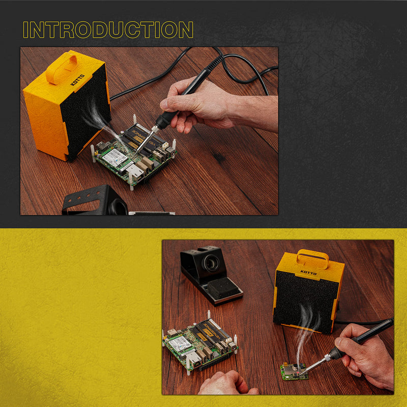 KOTTO Solder Smoke Absorber Remover Fume Extractor Smoke Prevention Absorber DIY Working Fan for Soldering Station (Yellow) yellow