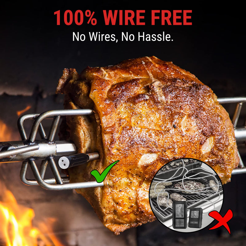 ThermoPro TempSpike 500 ft Wireless Meat Thermometer Digital, Bluetooth Meat Thermometer Wrieless for Beef Lamb Chicken Turkey, Smoker Acccessories for Rotisserie Sous Vide BBQ Oven Air Fryer Orange