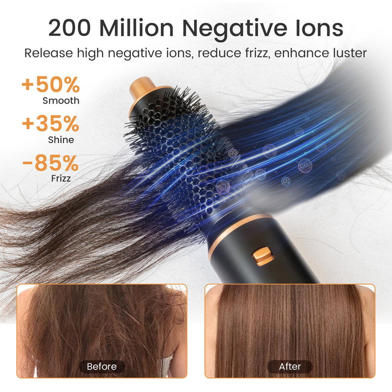 Airbrush 5 in 1 Multi Hair Styler Blowdry Brush Hairdryer Hot Magic Air Styler Set for Women, Hair Styling Appliances with Curl Straighten Wavy Smooth, All Hair Type/Length (Black) Black