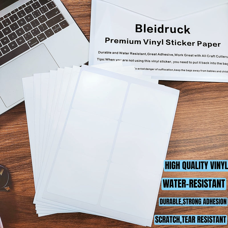 Bleidruck 4 x 3-1/3 inch Glossy White Waterproof Rectangle Labels, 120 Pcs, Oil-Resistant Vinyl Wine Bottle Labels for Inkjet/Laser Printer 20