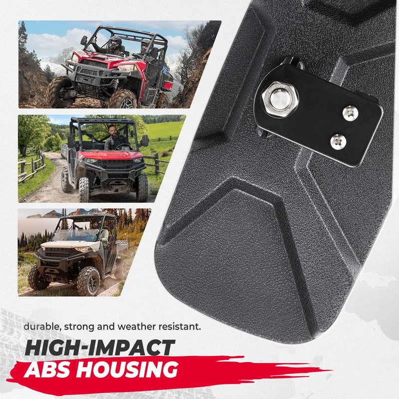 KEMIMOTO UTV Rear View Mirror Compatible with Polaris Ranger 500 570 900 XP 1000 XP/Crew 2017-2025 with Factory Drop Down Mounting Tab, UTV Panoramic Rear View Mirror OEM #2879969