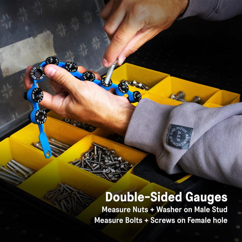 SST - Identibolt Flex - Portable Nut and Bolt Male and Female Thread Gauge Checker - Imperial SAE and Metric Threads - Measure & Mount Almost Anywhere - Double-Sided Gauges - Made in USA