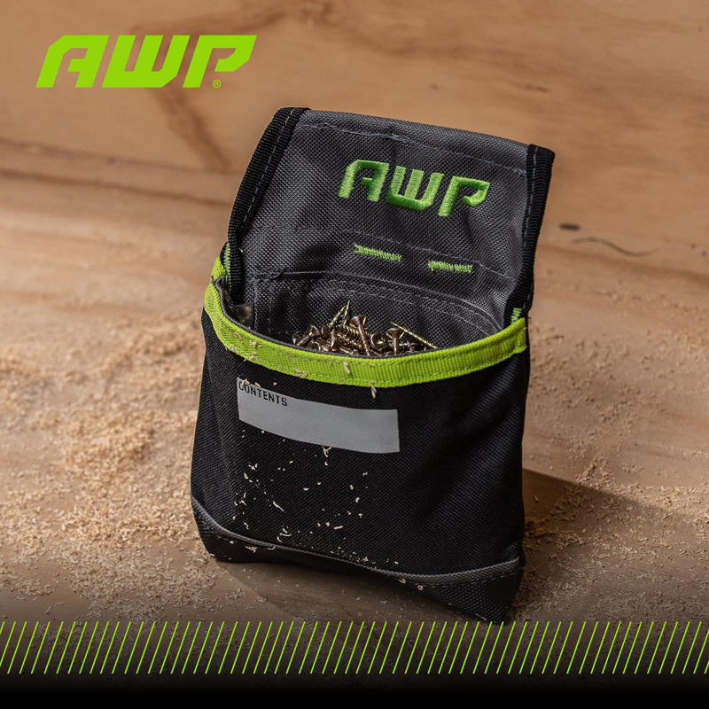 AWP TrapJaw Clip-on Fastener Tool Pouch, Small Utility Bag with Spring-Loaded Closure, Durable Tactical Tool Holder for Nails, Screws, and Electrical Accessories, 1L-039-2 1 Pack 7" W x 7.75" L