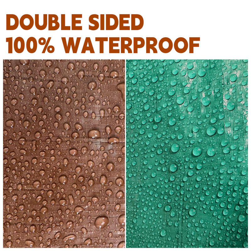Tarp 5x7 ft 100% Waterproof 7mil Durable Grommets and Reinforced Edges,Uv Resistant,Green/Brown Tarp,Emergency Rain Shelter,Outdoor Cover and Camping Use -by MVPNET